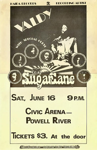 Valdy with sugarcane in powell river poster 1973