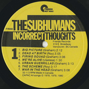 Subhumans incorrect thoughts label 01