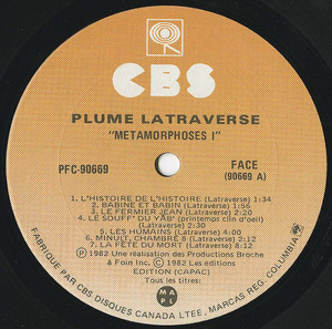 Plume latraverse metamorphoses 2nd copy label 01