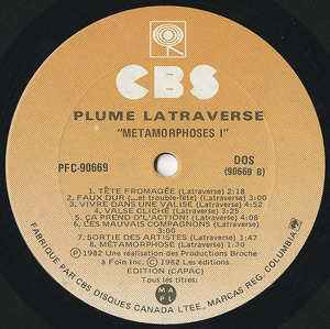 Plume latraverse metamorphoses 2nd copy label 02