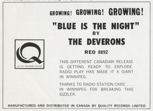 45 deverons blue is the night promo sheet rpm