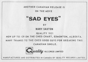 Saxton  mary   sad eyes promo
