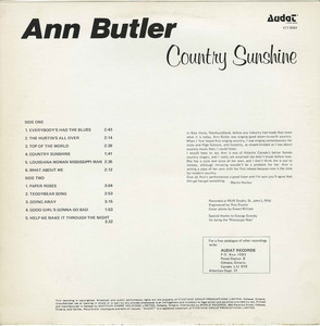Ann butler   country sunshine back