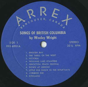Weeley wright   songs of british columbia label 01