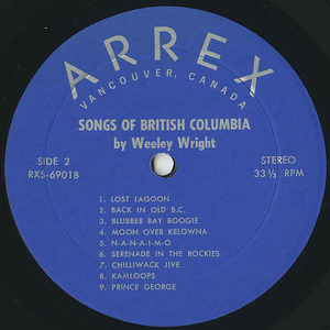 Weeley wright   songs of british columbia label 02