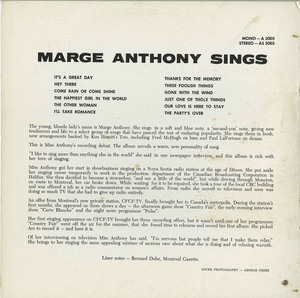Marge anthony sings back
