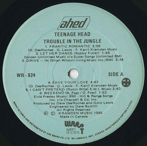 Teenage head   trouble in the jungle label 01