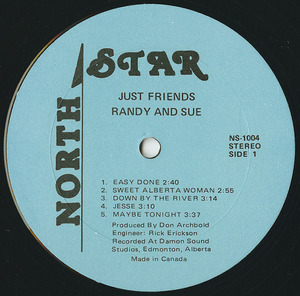 Just friends randy   sue   just for you label 01