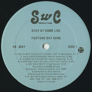 Fortune bay sons   stay at home  lad label 01