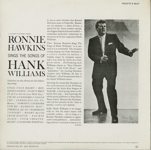 Ronnie hawkins sings the songs of hank williams back