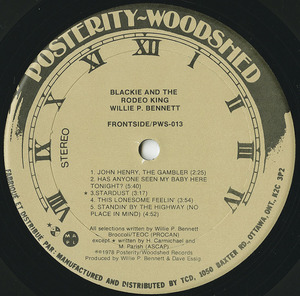 Willie p bennett   blackie and the rodeo king label 01