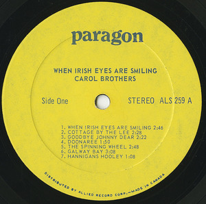 Carol brothers when irish eyes are smiling label 01