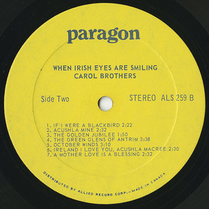 Carol brothers when irish eyes are smiling label 02