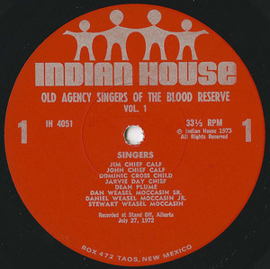 Old agency singers of the blood reserve   volume one label 01