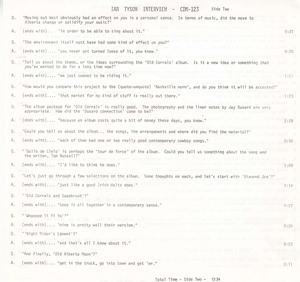 Ian tyson   interview insert cue sheet side 02