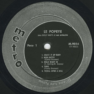 Billy hope et son orchestre   le popeye label 01