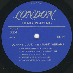Johnny clark   sings hank williams label 02