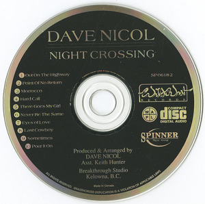 Cd dave nicol   night crossing cd