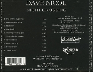 Cd dave nicol   night crossing inlay