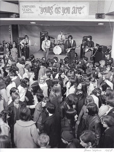 1968 %e2%80%93 hundreds of teens crowd polo park mall to hear the mongrels with lead singer  joey gregorash.