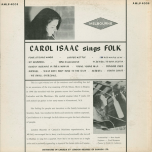 Carol isaac   sings folk back