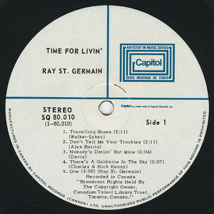 Ray st. germain   time for livin' lbel 01