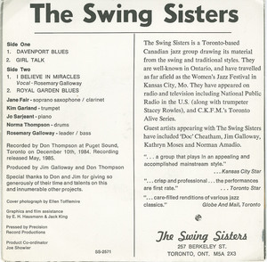 45 swing sisters   davenport blues back