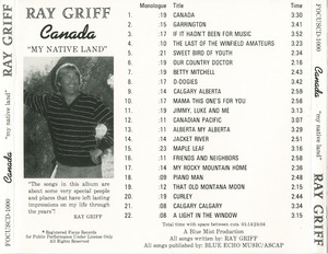Cd ray griff   canada my native land inlay