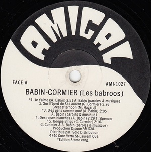 Babin cormier country rock 1980 disque face a