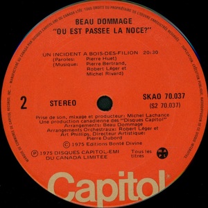 Beau dommage o%c3%b9 est pass%c3%a9e la noce 1975 disque face 2