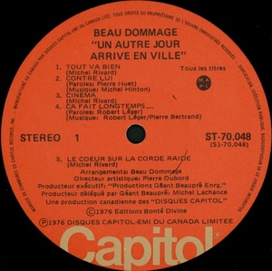 Beau dommage un autre jour arrive en ville 1977 disque face 1