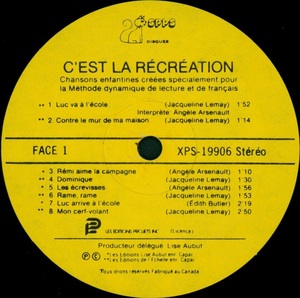 Arsenault butler lemay c'est la r%c3%a9cr%c3%a9ation 1979 disque face 1