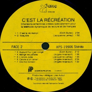 Arsenault butler lemay c'est la r%c3%a9cr%c3%a9ation 1979 disque face 2