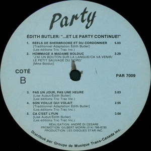 Butler %c3%a9dith et le party continue! 1986 disque face b