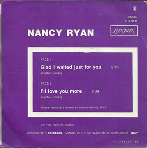 Ryan  nancy singers   glad i waited just for you bw i'll love you more %283%29