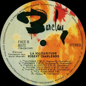 Charlebois robert solidaritude 1973 disque face b