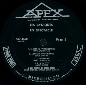 Cyniques les les abominables cyniques en spectacle mono 1965 disque face b