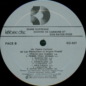 Dufresne diane dioxine de carbone et son rayon rose 1984 disque face b