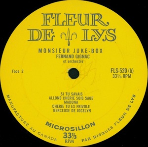 Gignac fernand monsieur juke box 1962 disque face bii