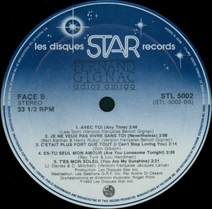 Gignac fernand adios amigo 1983 disque face b