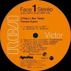 Gignac fernand c'%c3%a9tait l'bon temps 1973 disque face 1