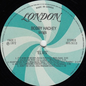 Hachey bobby sings elvis 1972 disque face 1