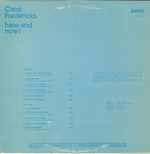 Carol fredericks   here and now back