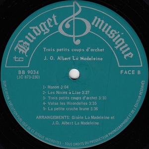 La madeleine jo albert trois petits coups d'archet disque face b