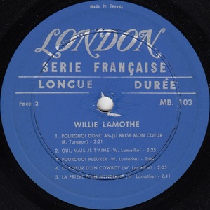 Lamothe willie willie lamothe mono 1963 disque face 2