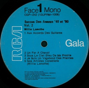 Lamothe willie succ%c3%a8s des ann%c3%a9es 40 et 50 volume ii 1967 disque face a