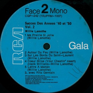 Lamothe willie succ%c3%a8s des ann%c3%a9es 40 et 50 volume ii 1967 disque face b