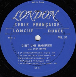L%c3%a9gar%c3%a9 ovila album no 2 1961 disque face 2