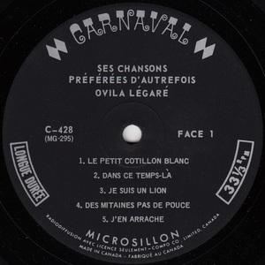 L%c3%a9gar%c3%a9 ovila ses chansons d'autrefois disque face 1