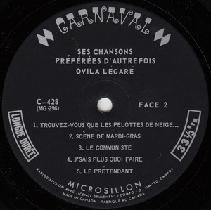 L%c3%a9gar%c3%a9 ovila ses chansons d'autrefois disque face 2